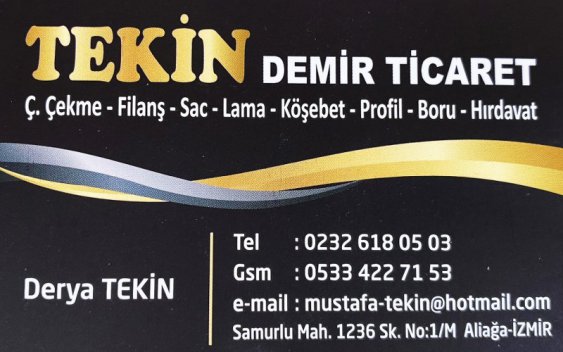 ALİAĞA DEMİR, ALİAĞA HIRDAVAT MALZEMELERİ, TEKİN DEMİR TİCARET