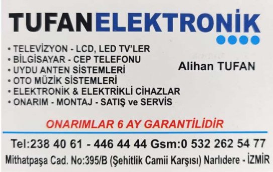 TUFAN ELEKTRONİK,NARLIDERE UYDU KURULUM,UYDU SERVİSİ,NARLIDERE UYDUCU