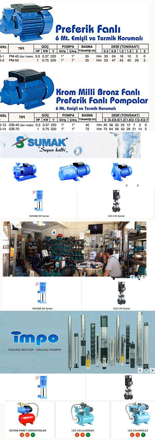 İZMİRDE SU POMPASI, HİDROFOR, LEO, SUMAK, İMPO, ARITMA, SEBİL, HAVUZ POMPASI